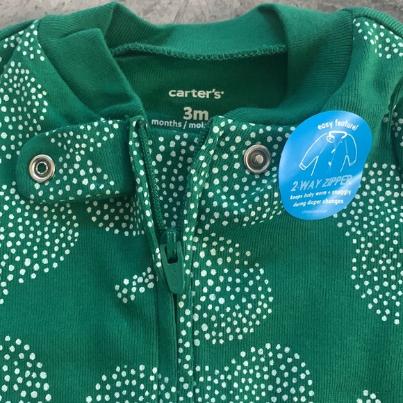 Carter's - Shamrock Print Footed Pajamas Onesie - 2 Way Zipper - 3 Months - NWT - Picture 7 of 16